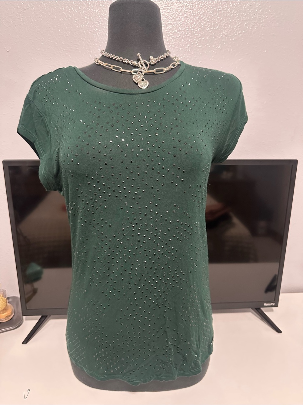 Calvin Klein Dark Green Short Sleeve Studded Tee